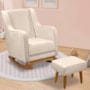 Poltrona de Amamentação Áquila com Balanço Pés Canoa e Puff Veludo Off White - Fratello