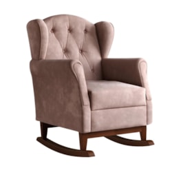 Poltrona de Amamentação com Balanço Letícia Pé Canoa e Puff Veludo Rosê - Phoenix Baby   Poltrona de Amamentação com Balanço Letícia Pé Canoa e Puff Veludo Rosê - Phoenix Baby