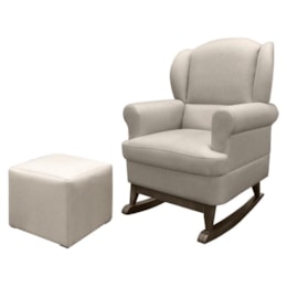 Poltrona de Amamentação com Balanço Sabrina Pé Canoa e Puff Linho Bege - Phoenix Baby  Poltrona de Amamentação com Balanço Sabrina Pé Canoa e Puff Linho Bege - Phoenix Baby