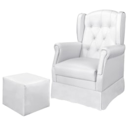 Poltrona de Amamentação Letícia com Balanço e Puff Corino Branco - Phoenix Baby   Poltrona de Amamentação Letícia com Balanço e Puff Corino Branco - Phoenix Baby