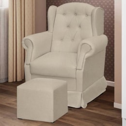 Poltrona de Amamentação Letícia com Balanço e Puff Suede Bege - Phoenix Baby   Poltrona de Amamentação Letícia com Balanço e Puff Suede Bege - Phoenix Baby