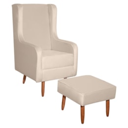 Poltrona de Amamentação Retrô com Pés Palito e Puff Veludo Off White - Fratello Poltrona de Amamentação Retrô com Pés Palito e Puff Veludo Off White - Fratello