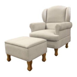 Poltrona de Amamentação Sabrina Fixa com Puff Linho Bege - Phoenix Baby   Poltrona de Amamentação Sabrina Fixa com Puff Linho Bege - Phoenix Baby