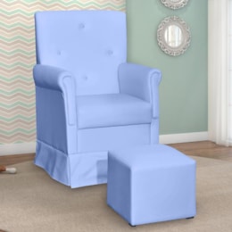 Poltrona de Amamentação Suzi com Balanço e Puff Corino Azul - Phoenix Baby   Poltrona de Amamentação Suzi com Balanço e Puff Corino Azul - Phoenix Baby