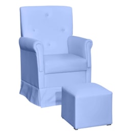 Poltrona de Amamentação Suzi com Balanço e Puff Corino Azul - Phoenix Baby   Poltrona de Amamentação Suzi com Balanço e Puff Corino Azul - Phoenix Baby