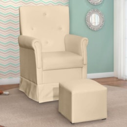 Poltrona de Amamentação Suzi com Balanço e Puff Corino Bege - Phoenix Baby   Poltrona de Amamentação Suzi com Balanço e Puff Corino Bege - Phoenix Baby