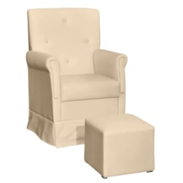 Poltrona de Amamentação Suzi com Balanço e Puff Corino Bege - Phoenix Baby   Poltrona de Amamentação Suzi com Balanço e Puff Corino Bege - Phoenix Baby