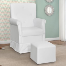 Poltrona de Amamentação Suzi com Balanço e Puff Corino Branco - Phoenix Baby   Poltrona de Amamentação Suzi com Balanço e Puff Corino Branco - Phoenix Baby