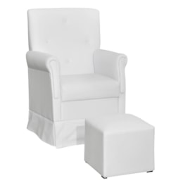 Poltrona de Amamentação Suzi com Balanço e Puff Corino Branco - Phoenix Baby   Poltrona de Amamentação Suzi com Balanço e Puff Corino Branco - Phoenix Baby