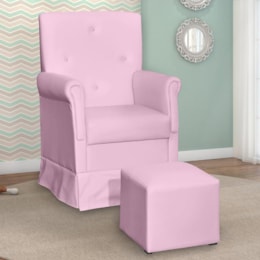 Poltrona de Amamentação Suzi com Balanço e Puff Corino Rosa - Phoenix Baby   Poltrona de Amamentação Suzi com Balanço e Puff Corino Rosa - Phoenix Baby