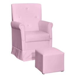 Poltrona de Amamentação Suzi com Balanço e Puff Corino Rosa - Phoenix Baby   Poltrona de Amamentação Suzi com Balanço e Puff Corino Rosa - Phoenix Baby
