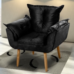 Poltrona Opala Suede Preto Pés Palito - Romer Móveis Poltrona Opala Suede Preto Pés Palito - Romer Móveis