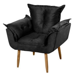 Poltrona Opala Suede Preto Pés Palito - Romer Móveis Poltrona Opala Suede Preto Pés Palito - Romer Móveis