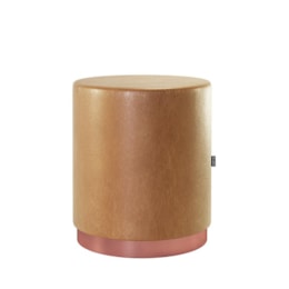 Puff Decorativo Redondo Denver em Couríssimo Amarula - Salaone Puff Decorativo Redondo Denver em Couríssimo Amarula - Salaone