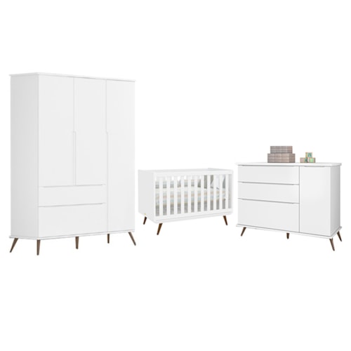 Quarto Infantil Retro Alice Com Berco Retro Branco Pr Baby Prmoveis Quarto Infantil Retro Alice Com Berco Retro Branco Pr Baby Prmoveis