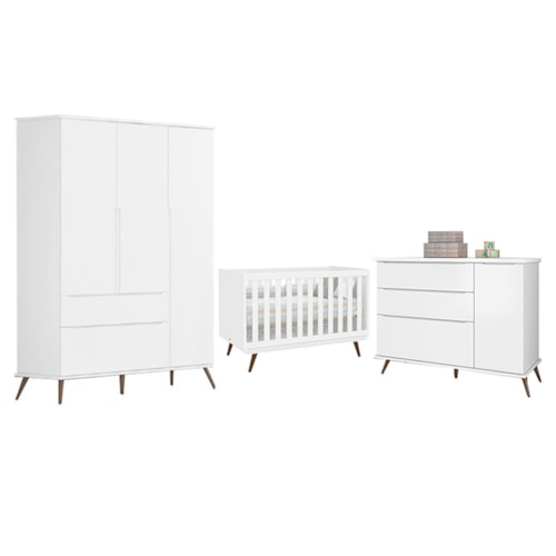 Quarto Infantil Retro Alice Com Berco Retro Branco Pr Baby Prmoveis