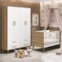 Quarto Infantil Retrô Ayla com Guarda Roupa e Berço Branco Fosco/Mezzo Fosco - Reller Móveis 