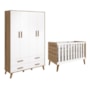 Quarto Infantil Retrô Ayla com Guarda Roupa e Berço Branco Fosco/Mezzo Fosco - Reller Móveis 