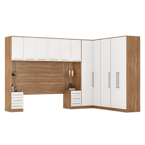 Quarto Modulado Casal Irlanda Composição 2 Amêndola/Branco - Demartêz  