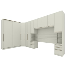 Quarto Modulado Casal Seletto 6 Peças com 2 Portas Deslizantes Areia - Móveis Henn 