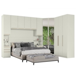 Quarto Modulado Casal Seletto 6 Peças com Closet Areia - Móveis Henn Quarto Modulado Casal Seletto 6 Peças com Closet Areia - Móveis Henn