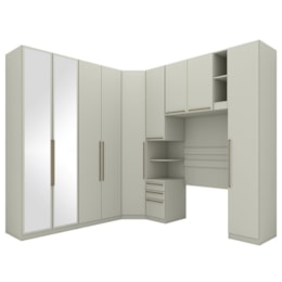 Quarto Modulado Solteiro Seletto 6 Peças Areia com Espelho - Móveis Henn Quarto Modulado Solteiro Seletto 6 Peças Areia com Espelho - Móveis Henn