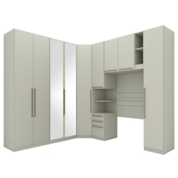 Quarto Modulado Solteiro Seletto 6 Peças Areia - Móveis Henn Quarto Modulado Solteiro Seletto 6 Peças Areia - Móveis Henn