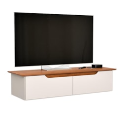 Rack Aparador Suspenso Flow Off White/Freijó – EJ Móveis
