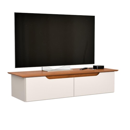 Rack Aparador Suspenso Flow Off White/Freijó – EJ Móveis