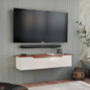 Rack Aparador Suspenso Flow Off White/Freijó – EJ Móveis