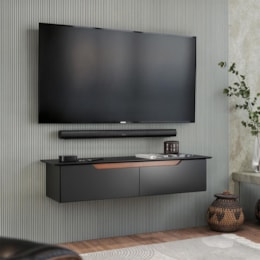 Rack Aparador Suspenso Flow Preto – EJ Móveis