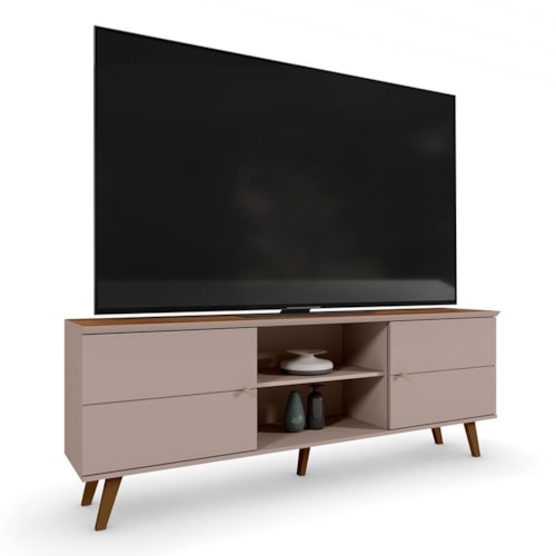 Rack Bancada Aracaju Grigio Fosco/Canela para TV até 75” - Mobler