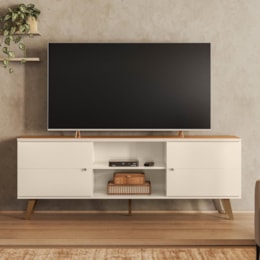 Rack Bancada Aracaju Off White/Canela para TV até 75” - Mobler