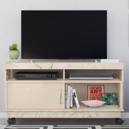 Rack Bancada Artur Calacata/Off White para TV até 50” - Madetec Rack Bancada Artur Calacata/Off White para TV até 50” - Madetec