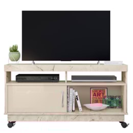 Rack Bancada Artur Calacata/Off White para TV até 50” - Madetec Rack Bancada Artur Calacata/Off White para TV até 50” - Madetec