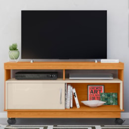 Rack Bancada Artur Cinamomo/Off White para TV até 50” - Madetec