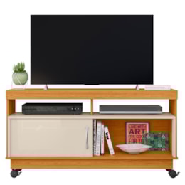 Rack Bancada Artur Cinamomo/Off White para TV até 50” - Madetec Rack Bancada Artur Cinamomo/Off White para TV até 50” - Madetec