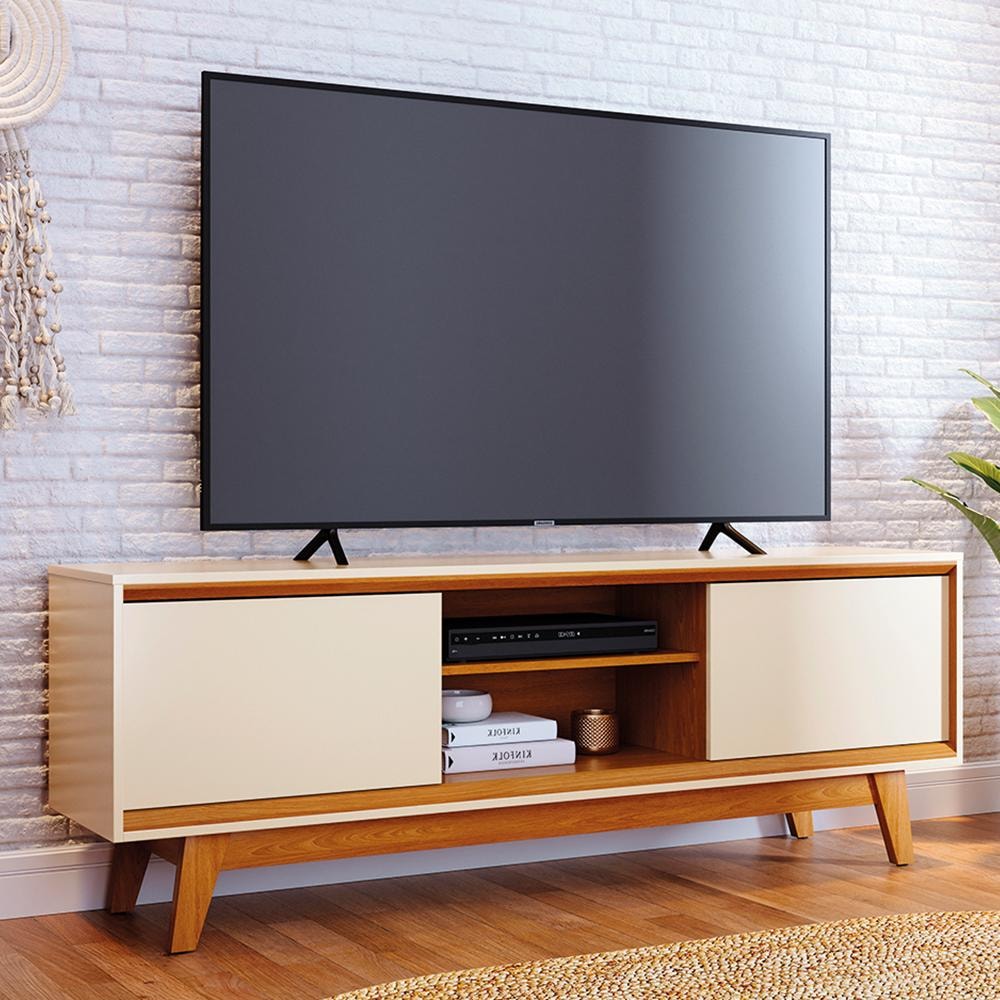 Rack Bancada Selene Cinamomo/Off White para TV até 75
