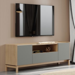 Rack Bancada Barcelona 180cm 2 Portas e 1 Gaveta Oak/Ferrolack - Finestra Móveis