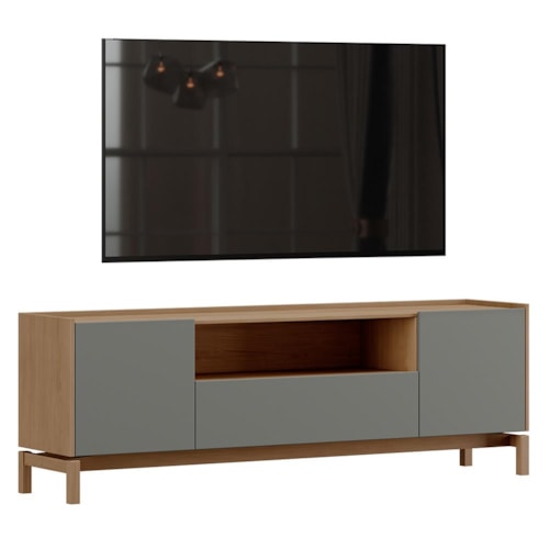 Rack Bancada Barcelona 180cm 2 Portas e 1 Gaveta Oak/Ferrolack - Finestra Móveis