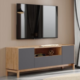 Rack Bancada Barcelona 180cm 2 Portas e 1 Gaveta Tauari/Concret - Finestra Móveis