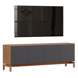 Rack Bancada Barcelona 180cm 2 Portas e 2 Gavetas Tauari/Concret - Finestra Móveis