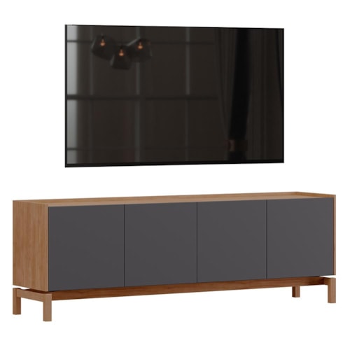 Rack Bancada Barcelona 180cm 2 Portas e 2 Gavetas Tauari/Concret - Finestra Móveis