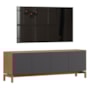 Rack Bancada Barcelona 180cm 2 Portas e 2 Gavetas Tauari/Concret - Finestra Móveis