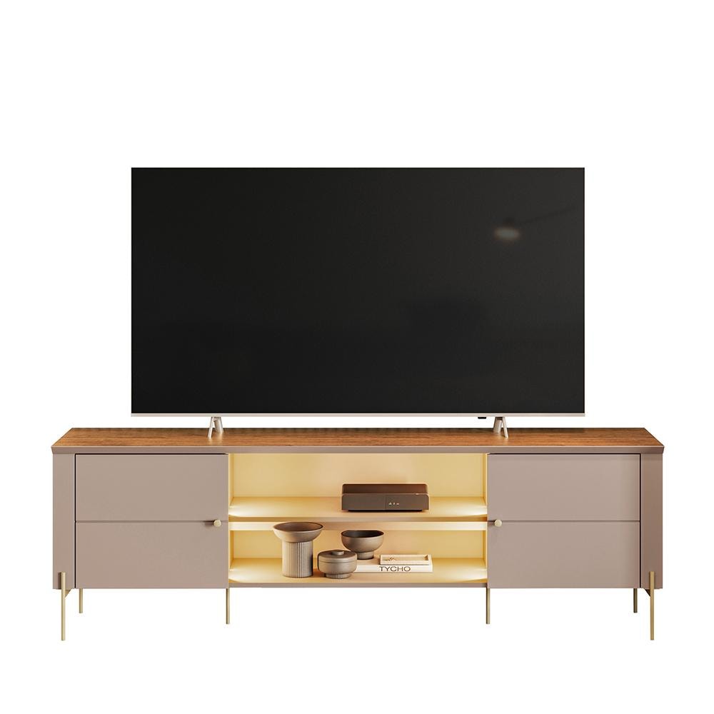 Rack Bancada Brasilia Grigio Fosco/Canela para TV até 75” - Mobler