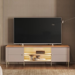 Rack Bancada Brasilia Grigio Fosco/Canela para TV até 75” - Mobler