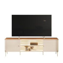 Rack Bancada Brasilia Off White/Canela para TV até 75” - Mobler