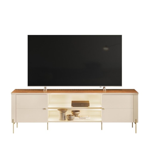 Rack Bancada Brasilia Off White/Canela para TV até 75” - Mobler