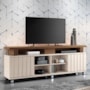 Rack Bancada Briz 1.8 Off White/Castanho para TV até 70” - HB Móveis