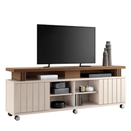 Rack Bancada Briz 1.8 Off White/Castanho para TV até 70” - HB Móveis Rack Bancada Briz 1.8 Off White/Castanho para TV até 70” - HB Móveis
